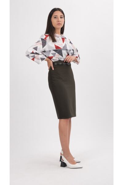 SORALLİNE Γυναικεία Φούστα Μολύβι 60 εκ. Μήκος 740 Χακί