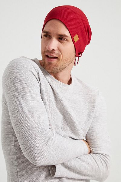 Butikgiz Men's Young Red Cherry Rope Detailed Hat Beret - Sports, Comfortable, 100% Cotton Camisole Domestic Production
