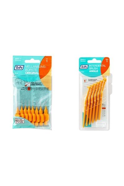TePe Interface Brush 8-Piece And Angle Interface Brush 6-Piece Orange 0.45 Mm 2-In-1