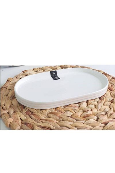 ACAR Bone Porcelain 26x15 Cm Set of 6 Oval Boat Plates 10344