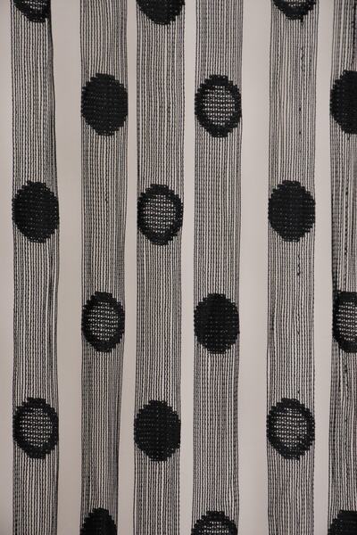 AKÇA TEKSTİL Small Polka Dot Model Black Color Rope Curtain Ready Buttons Sewn Rope Curtain 300*280 Cm