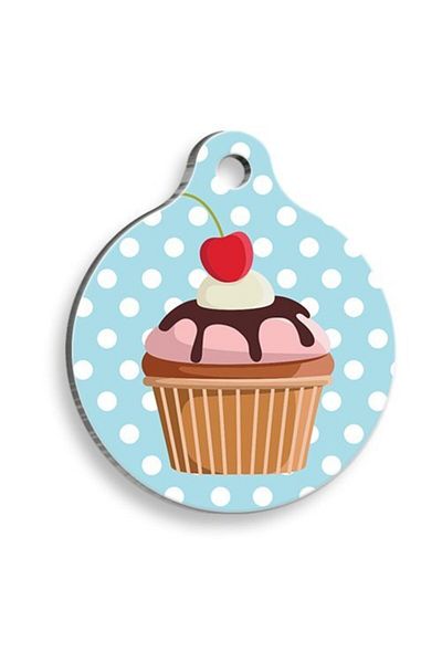 Kef Blue Round Cat and Dog Tag Cupcake 2.5 cm