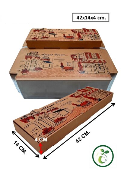 EFEPA Kraft Karton Pide Kutusu 42x14x4 Cm ( 100'lü Paket )