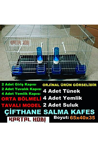 Daily cage Çifthane Bölmeli Üretim Kafesi Çekmeceli Model Tam Set 65x40x35