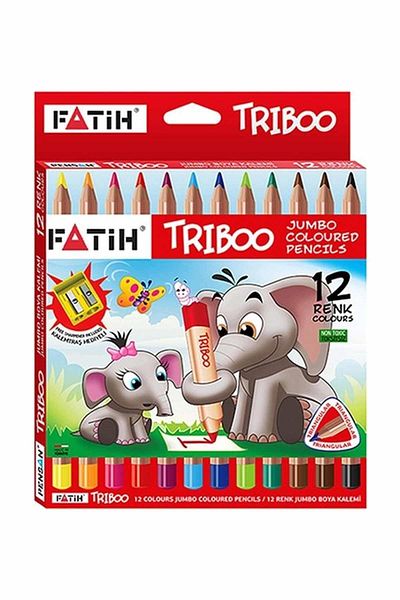 Fatih 12 Pack Triboo Natural Jumbo Full Size Dry Paint with Sharpener