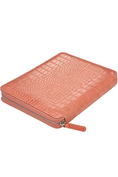 Victoria's Journals Croco Zipper Folder Notebook Pink Striped
