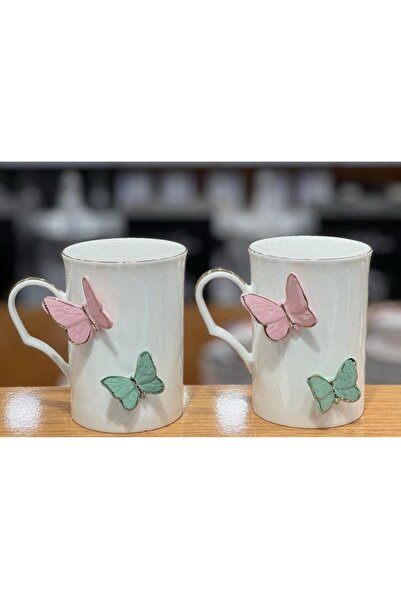 AROW Porselen 2 Li Kelebekli Kupa