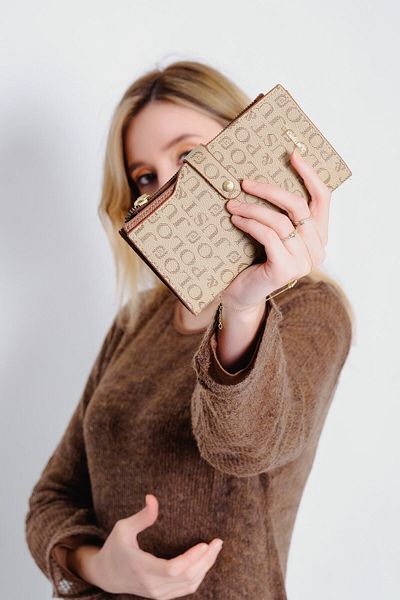 Just Polo Mink-tan Women's Print Patterned Lock Detailed Card Holder Wallet Jp009