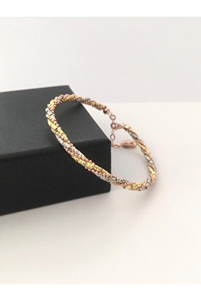 Tmt Silver Gümüş Rose Altın Kaplamalı Zincir Sarmal Dorika Dorissa Bilezik Bileklik