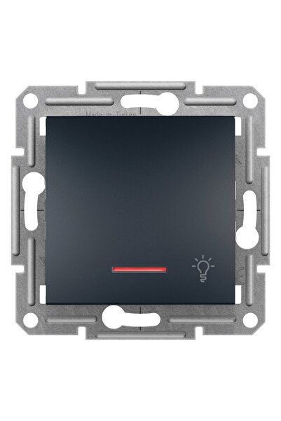 Schneider Electric زر Asfora Plus المضيء - أنثراسايت، بدون براغي، بدون إطار