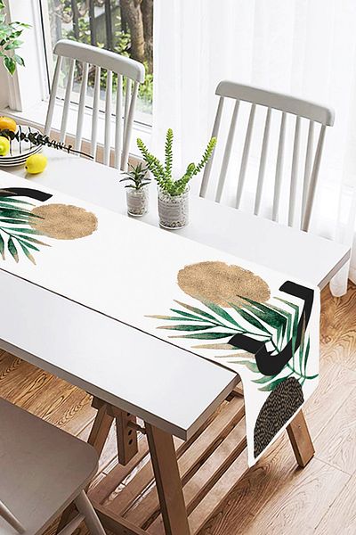 Realhomes Aleer decorativ din piele intoarsa cu desen abstract de frunze pe fundal alb