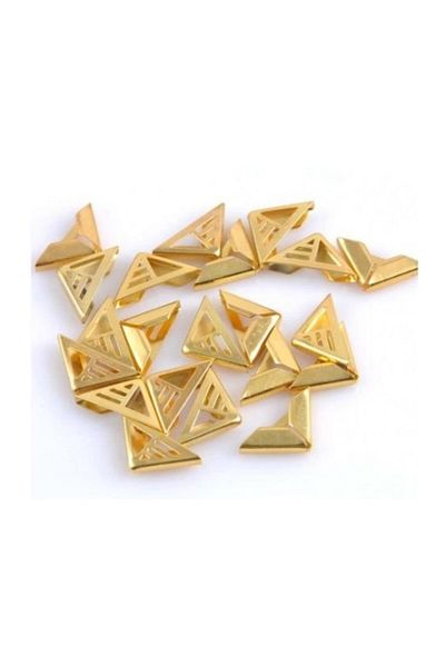 ZMY واقي زوايا الكتب المعدنية حجم صغير لون ذهبي 16x16x2.5 مم × 12 قطعة