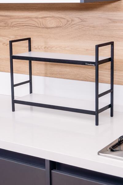 Mudesa Metal Masa Servis Rafı 2 Raflı Dekoratif Mutfak Banyo Düzenleyici