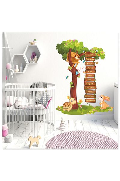 Sticker Sepetim Cute Animals I'm Learning Forest And English Months Children's Room Wall Sticker