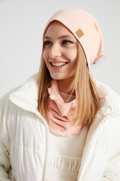 Butikgiz Women's Sugar Powder Fur Pompom Thermal Beanie Neck Collar