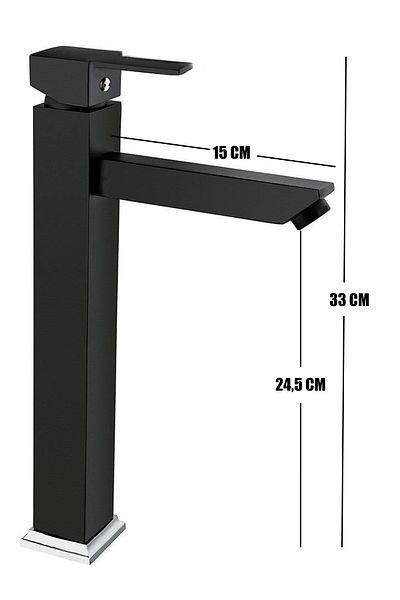 HMS Square Open Close Bowl Type Long High Sink Faucet Black