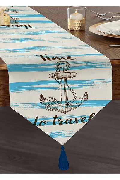 Realhomes Time To Travel Alergăr triunghi modern cu model de marinari cu smocuri