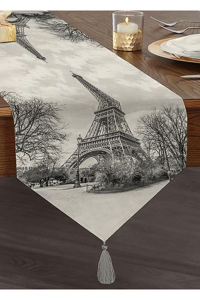 Realhomes Turnul Eiffel colorat, imprimat digital, cu smocuri decorative din chenille
