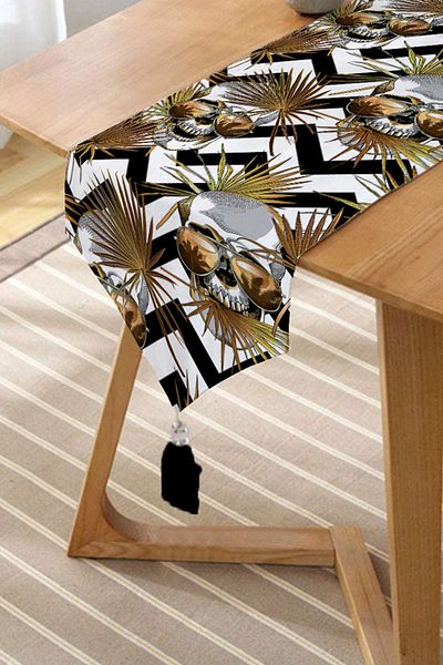 Realhomes Colorat craniu cu model geometric design special smocuri chenille triunghi alergător