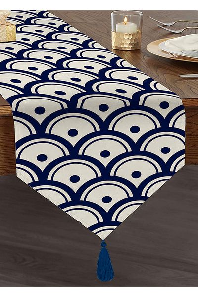 Realhomes Alergăr triunghiular cu ciucuri decorative, cu model geometric Livense, colorat