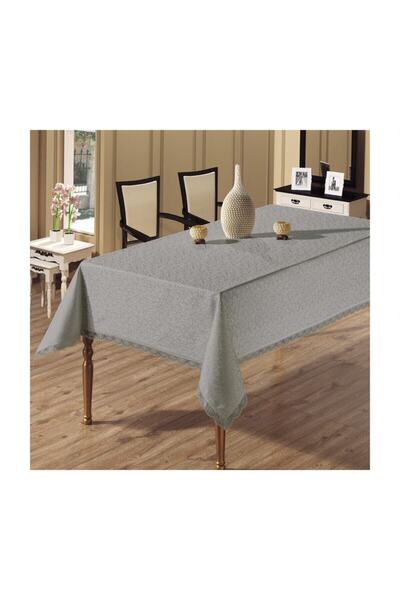 AtölyeNT مفرش طاولة برباط فرنسي بدون رعاية رمادي 160x220 سم