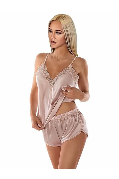 Miorre Women's Pink Satin Shorts Set 001-0004061
