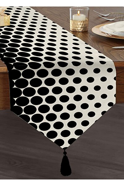 Realhomes Dijital Baskılı Geometrik Desen Püsküllü Şönil Üçgen Runner