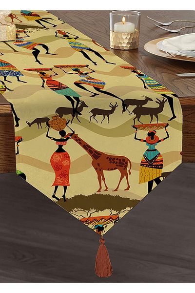 Realhomes Ethnic Africa Pattern Special Design Τρίγωνο Runner σενίλ με φούντες