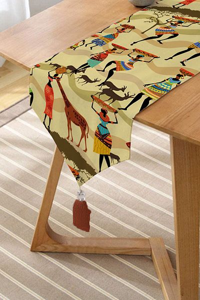 Realhomes Ethnic Africa Pattern Special Design Τρίγωνο Runner σενίλ με φούντες