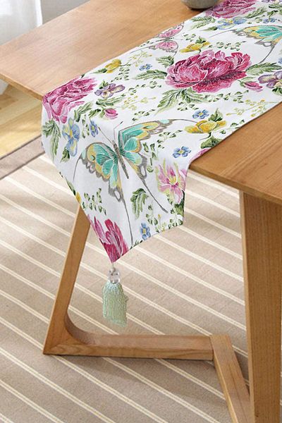 Realhomes Summer Special Series Digital Printed Modern Tasseled Chenille Triangle Runner
