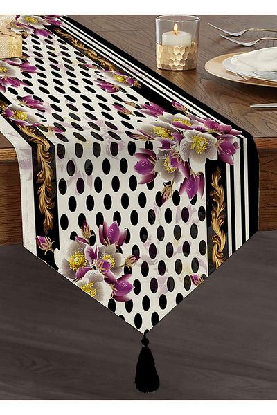Realhomes Summer Special Series Digital Printed Modern Tasseled Chenille Triangle Runner