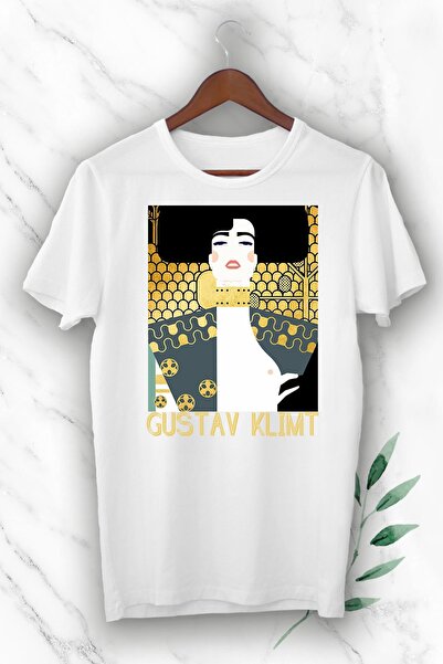 perseusshopping Μπλουζάκι Unisex με στάμπα έργου τέχνης Gustav Klimt σε λευκό...