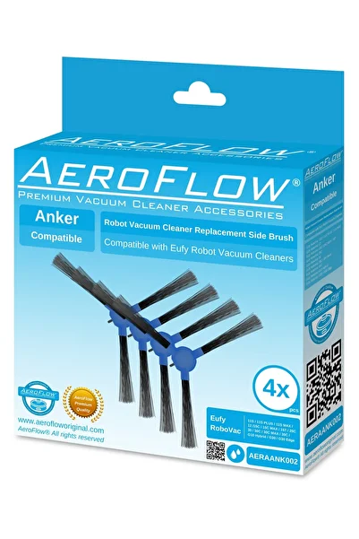AeroFlow Anker Eufy Robovac 11s Max Συμβατή μαύρη πλαϊνή βούρτσα 4 τεμαχίων