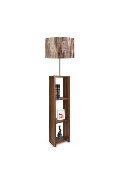 HOMİNG Dekoratif Raflı Ağaç Desen Başlıklı Lambader Aag-1798