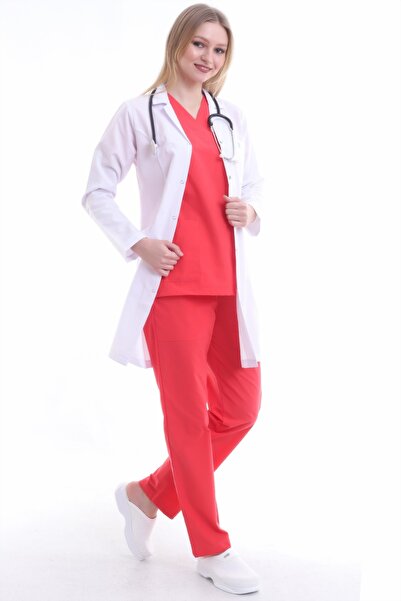 TİJA معطف مختبر للنساء باللون الأبيض لطبيب الصيدلية والمعلم