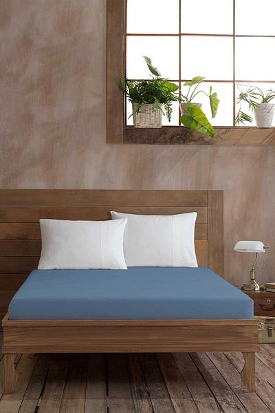 Elart Cearşaf dublu din bumbac Ranfors 160x200cm Albastru