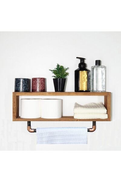 Tedarikcenter Wooden Bathroom Kitchen Shelf Countertop Organizer Towel Paper Rack Multi-Purpose Spice Rack Towel Holder