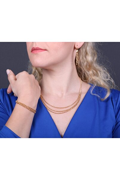 Cebeci Kadın Sarı 3 Dorikalı Sıralı Kolye