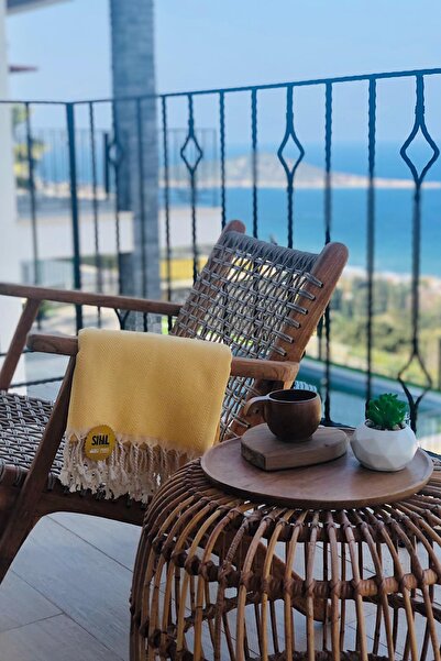 SHAL HOME Σάλι 100% βαμβάκι Πεστεμάλ -μουστάρδα-