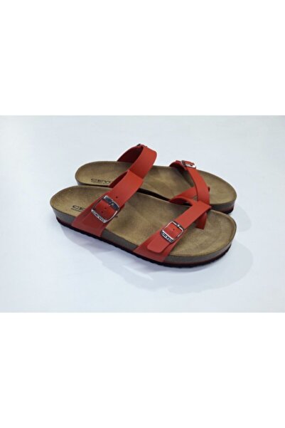 Ceyo Women's Red Toe Interlocking Genuine Leather Orthopedic Sole Slippers 9910-z34