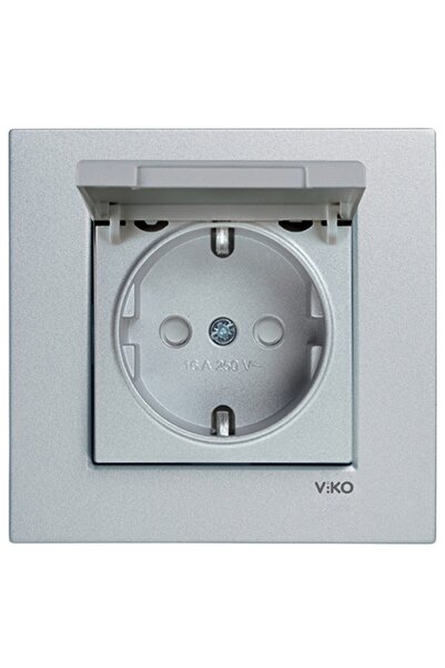 VİKO Artline Novella Gümüş Kapaklı Topraklı Priz Çerçeveli