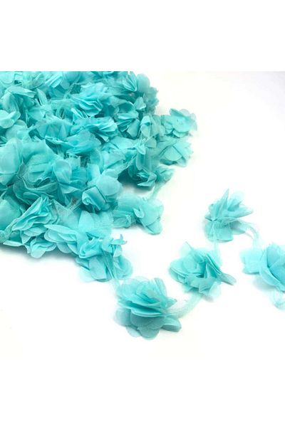 Aker Hediyelik Turquoise Laser Rose 2m Laser Cut Rose Στολίδι Συσκευασία 24 τμχ Organza Fabric Τεχνητά Λουλούδια