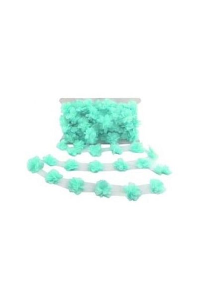 Aker Hediyelik Turquoise Laser Rose 2m Laser Cut Rose Στολίδι Συσκευασία 24 τμχ Organza Fabric Τεχνητά Λουλούδια