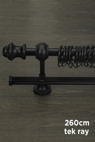 wenthi Suport pentru perdele din lemn negru rustic cu o singură șină Venti 26...