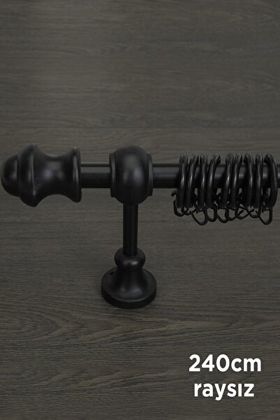 wenthi Suport pentru perdea rustic din lemn negru Venti 240 Cm