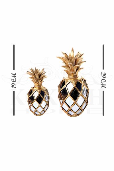 Kokosh Home Gold Aynalı  Dekoratif Ananas  2 Li