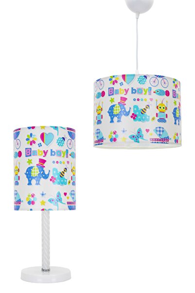 Vivido Abajur 2'li Erkek Çocuk Odası Aydınlatma Seti Baby Boy Tavan & Komidin...