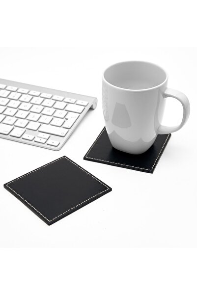 Desa Black Leather Coaster