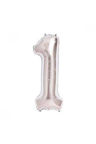 Aker Hediyelik 1 Number Metallic Grey Foil Balloon 40 Inc 100cm Number 1 Helium Balloon Silver Balloon