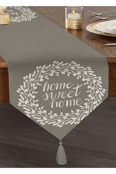Realhomes Home Sweet Home Ψηφιακή τυπωμένη διακοσμητική φούντα σενίλ Triangle Runner